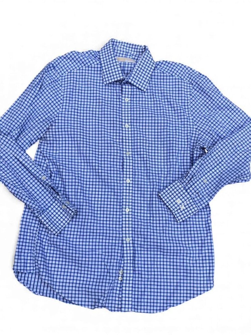 MICHAEL KORS Button Down Dress Shirt Mens 16.5 - 32/33 Check Blue Long Sleeve